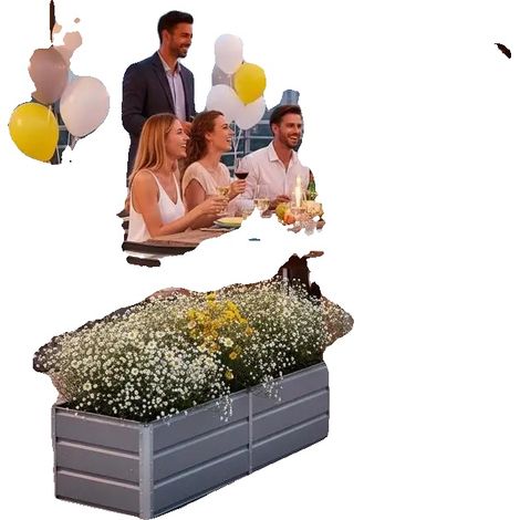 Pflanzgefäß, Stahlmaterial, 400 x 80 x 45 cm Abmessungen, Geeignet für den Außenbereich, Wetterbeständiges Design, Ungiftige Oberflächenbehandlung (1/5)