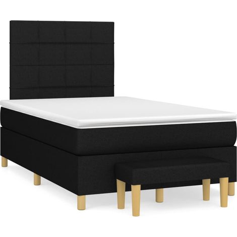 Sommier à lattes de lit avec matelas noir 120x190 tissu (1/5)