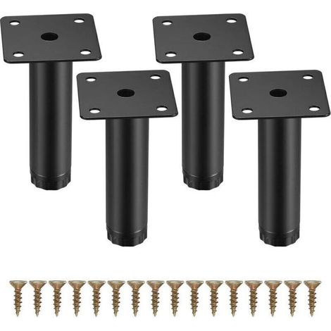 Ulisem4 Pièces Pieds de Meuble, 10 cm/4 Pouces Pieds de Meubles Réglables, Pieds de Support en Fixation en Métal pour