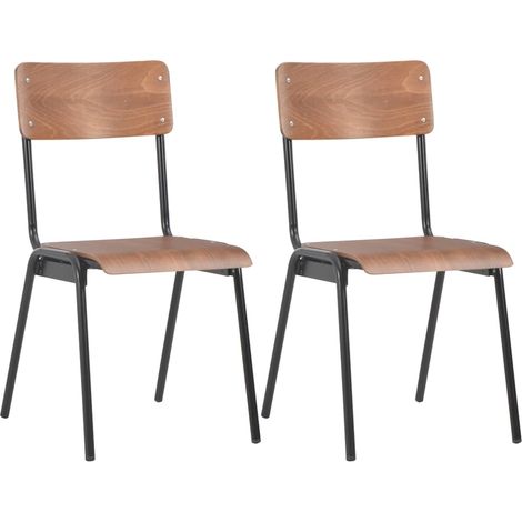 vidaXL Dining Chairs 2 pcs Brown Solid Plywood Steel (1/5)