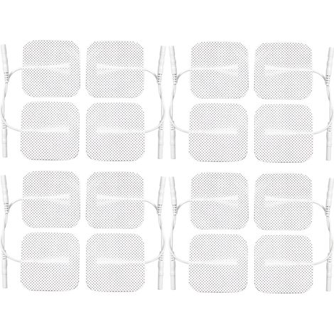 16 électrodes de très haute qualité, ultra-résistantes et auto-adhésives. Dimensions des électrodes TENS : 4 cm x 4 cm. (1/5)