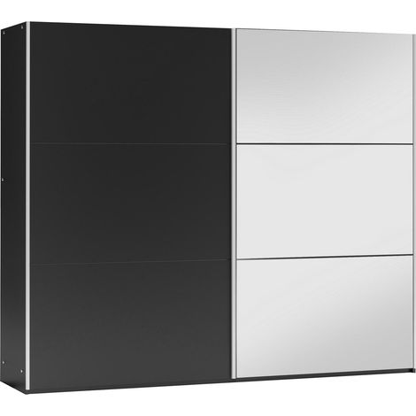 Armario Honolulu 126, Negro, 215x250x65cm, Puertas de armario: Correderas, Número de estantes: 5