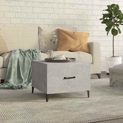 vidaXL Table basse avec pieds en métal Gris béton 50x50x40 cm (1/5)