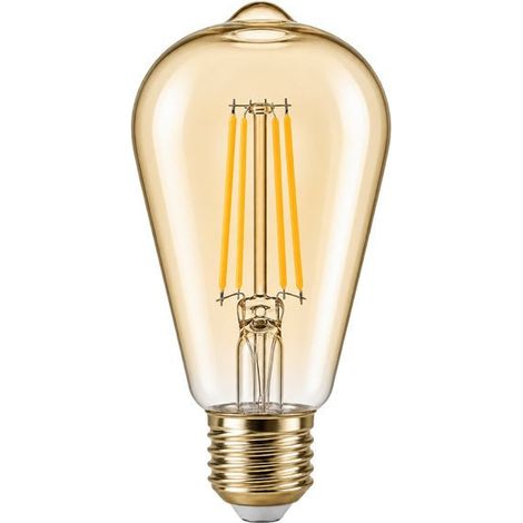 Ampoule LED Filament E27 4W Ambrée ST64 - Blanc Chaud (2300K - 3500K) - SILAMP (1/2)