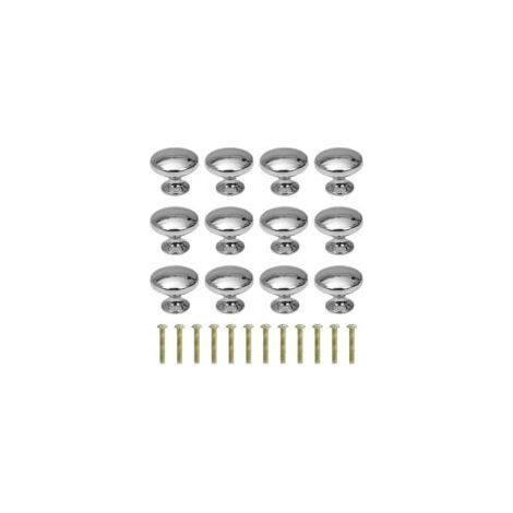 12 Maniglie per Cassetti Rotonde 30mm con Viti, Cromate (1/5)