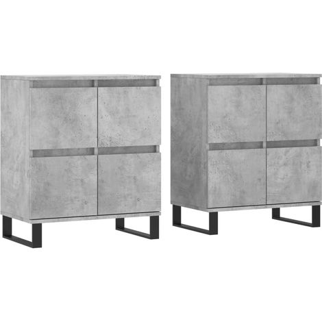 Aparador buffet cómoda armario mueble organizador cocina salón salón juego de 2 madera contrachapada gris 020036879