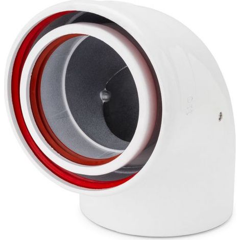 Codo 87º coaxial M H - DISMOL Medidas: Ø80x110 mm - Tipo : M-H - Características: 90º (1/2)