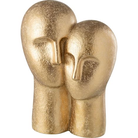 Tête couple dorée en résine sculpture design décorative - Doré effet métal satiné