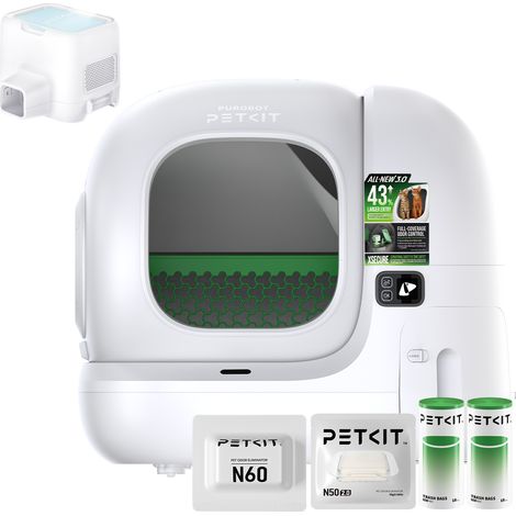 PETKIT Purobot Max 3 Selbstreinigende Katzentoilette Für Mehrere Katzen, 76 L Automatisches Katzenklo, 43 % Größerer Eingang, Doppelte Geruchskontrolle, Verbesserte Auslaufsichere Innenwanne (1/4)