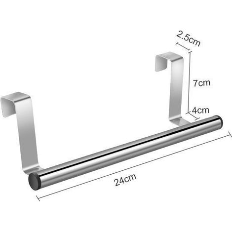 Porte-serviettes suspendu, support pour portes de placard, acier inoxydable, 1 barre, essoreuse, 24 x 4 x 7 cm, accessoire de cuisine et de salle de bain sans perçage (1 pièce) (1/4)