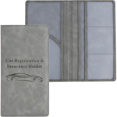 Porte Document Voiture,Protection Carte Grise,Etui Carte Grise Voiture,Porte-Carte de Permis de Conduire pour Voiture,Convient pour le Dossier D'assurance D'immatriculation de Voiture(Gris) (1/5)