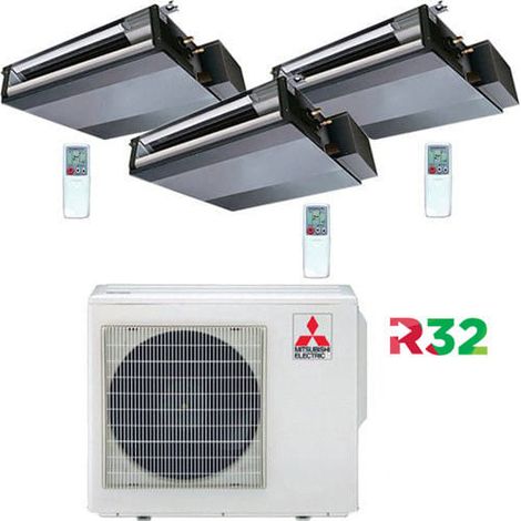 Climatizzatore Condizionatore Mitsubishi Canalizzabile R32 SEZ-M DA Trial Split Inverter 9000 + 9000 + 12000 BTU con U.E. MXZ-3F68VF4 Classe A++/A+