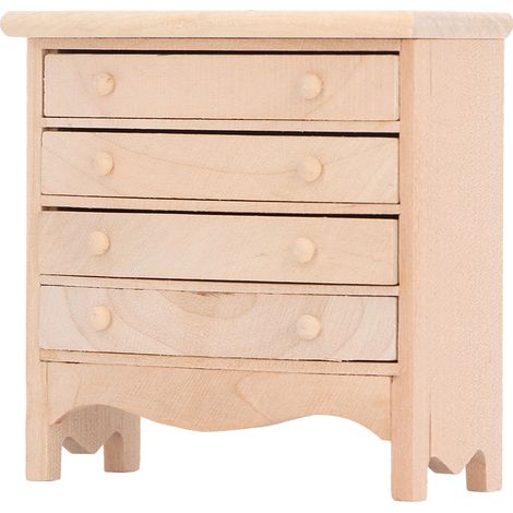 Puppenhaus-Schubladenschrank im Maßstab 1:12, Miniatur-Schrankmodell aus Holz, lebensecht, handgefertigt, Nachttisch (1/5)