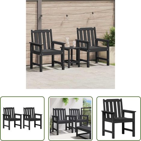 Terrassenstuhl -  Garten-Esszimmerstuhl 2 pcs Schwarz 65,5 x 59 x 88 cm HDPE (1/5)