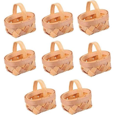 Ensemble de 8 mini paniers tressés avec poignées - Parfaits pour les cadeaux d'invités, les loisirs créatifs et le rangement décoratif (1/5)