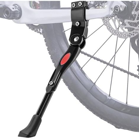 Béquille de vélo réglable - Béquille latérale pour vélos - Stationnement stable - Pied en caoutchouc antidérapant - Réglable universellement - Noir (1/5)
