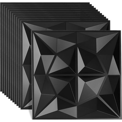 TolleTour Panneaux 3D Noir Diamant 50×50 cm PVC – Grand Format pour Mur Moderne (1/5)