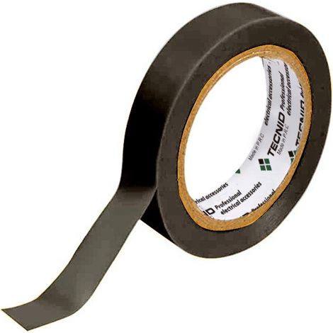 TECNID Nastro isolante in PVC, spessore 0,13mm, 15mm x 10m. Certificato VDE. Impermeabile, resistente al calore, Nero. (1/4)