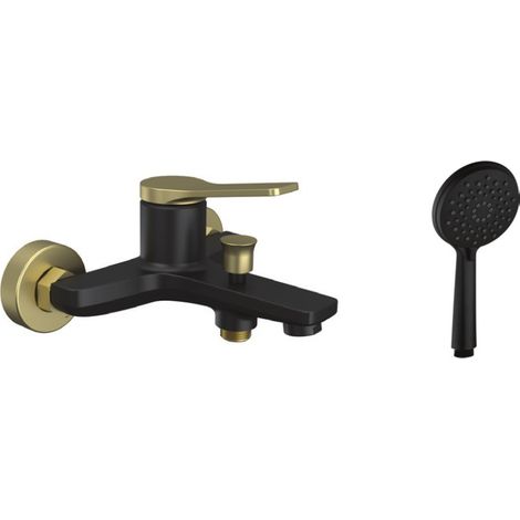 Miscelatore vasca con doccetta e flessibile finitura nero leva bronzo KAM-KANDA NERO-B kamalu