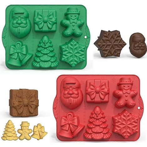 2 pièces grand christmas silicone moules handmade soap chocolate jelly candy candles qualité alimentaire plateau 6 (1/5)