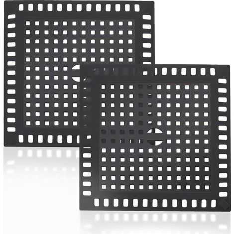 2er-Pack schwarze 12x12 cm Haarfilter aus Edelstahl und Silikon für Duschbodenabläufe (1/5)