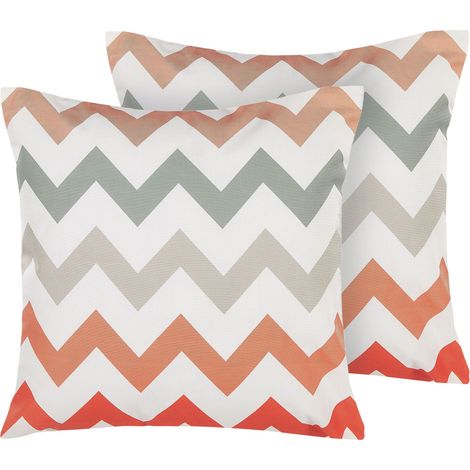 Conjunto de cojines de jardín multicolor de poliéster multicolor con cremallera cuadrado 45 x 45 cm diseño moderno chevron Lagaro