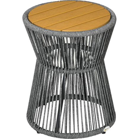 Gartentisch Bistrotisch Kaffeetisch Mit Kunststofftischplatte Mit Verstellbaren Füßen, Für Terrasse, Dunkelgrau+Natur