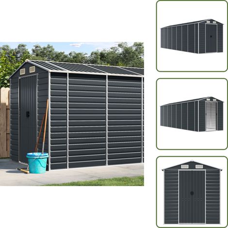 Capanno per legna - vidaXL Capanno da Giardino Antracite 191x640x198 cm in Acciaio Zincato - Capanno per mobili