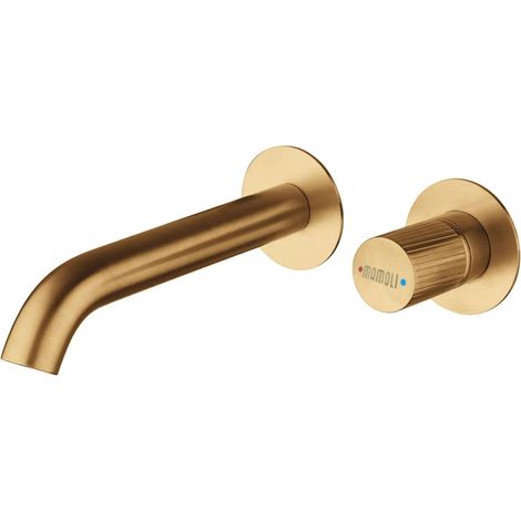 Mezclador monomando de pared para lavabo color latón cepillado Mamoli Tuttodunpezzo 47170000002G  Latón cepillado
