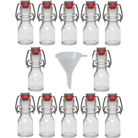 Viva Haushaltswaren, Set da 12 Bottiglie di Vetro da 50 ml con Chiusura a Clip (1/2)