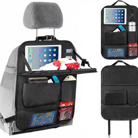 Organisateur Voiture Enfant, Rangement Auto Accessoire Interieur avec Plateau10 poches, Noir (1/5)