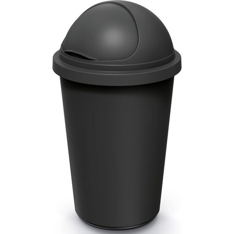 Poubelle cuisine 50L couvercle basculant plastique recyclé 100% corbeille papier bureau support fixation sac-poubelle déchets bio noir