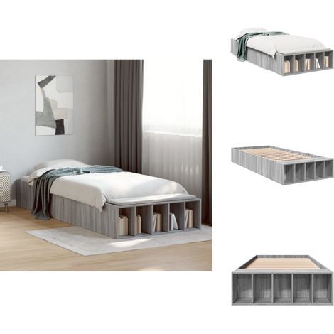 Cadre de lit sans matelas sonoma gris 90x190 cm - Cadre De Lit - Lit Double - Lit Design - Lit Moderne - Lit Gris (1/5)