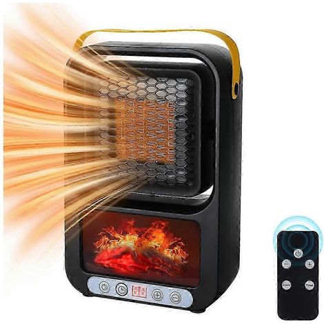 Petit chauffage d'appoint pour intérieur, cheminée électrique portable, flamme 3D réaliste, mini chauffage intelligent pour pièce, prise UE (1/5)