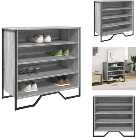 Schuhregal Grau Sonoma 80x38x78 cm Holzwerkstoff - Schuhregal - Schuhregale - Schuhschrank - Schuhaufbewahrung (1/5)