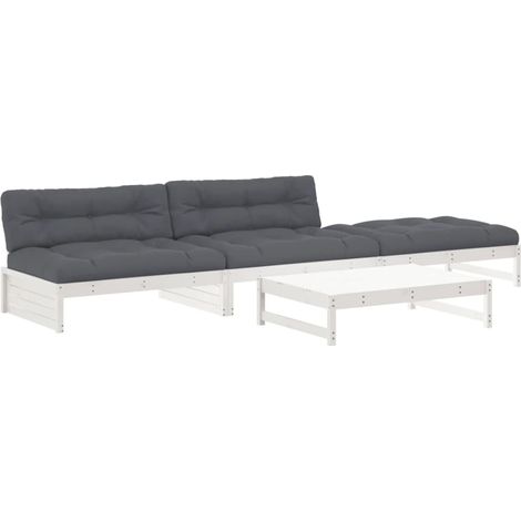 Maison Exclusive - 4-tlg. Garten-Lounge-Set mit Kissen Weiß Massi