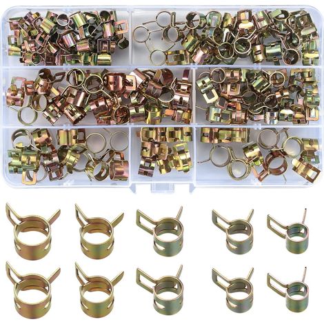BRAVIX 150 Pièces Colliers de Serrage à Ressort, Clips à Ressort Tuyau Serre-Joints à Tuyaux Colliers de Clip à Ressort Ajustable pour Tuyau Durites - 6mm/7mm/8mm/9mm/10mm
