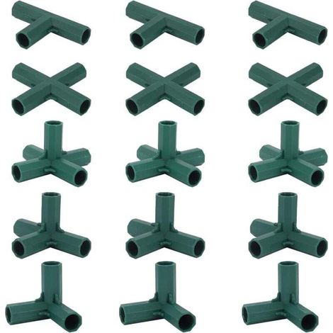 Eckverbinder für Gewächshäuser – 15er-Packung aus verzinktem Stahl, passend für Rohre mit Ø 16 mm, 4 stabile und robuste Ausführungen