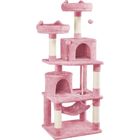 Homevive Rascador para Gatos de 158 cm Grande Arbol para Gatos Adultos Torre de Gatos Casita Juego para Mascota Rosa (1/5)