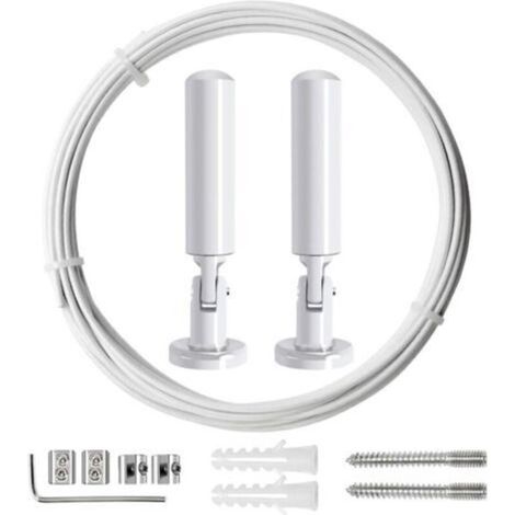 5m Tringle à rideaux Kit, Câble en Acier pour Rideau, pour Rideau, corde à linge de balcon,Blanc (1/4)