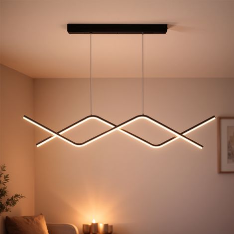 Lustre LED Suspendu 27W Lumiere Gradable Noir Hauteur Reglable (1/5)