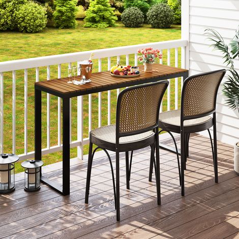 Table console extérieure rectangulaire en WPC avec structure métallique renforcée et pieds antidérapants pour terrasse (1/5)