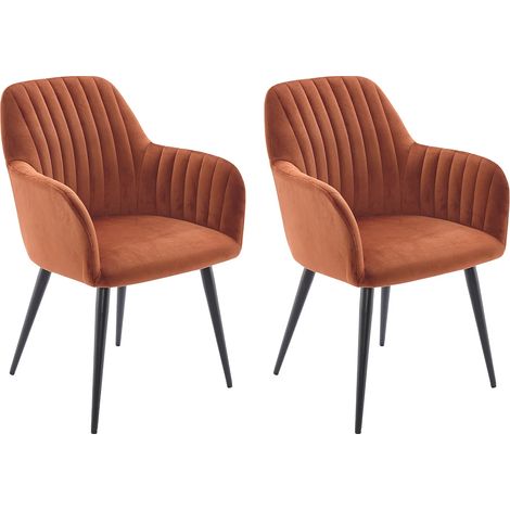 Sedia con braccioli in Velluto e Metallo Nero Terracotta - Lotto di 2 - ELEANA (1/5)