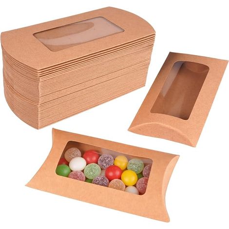 50 Pieces Cushion Gift Boxes with Windows, Mini Paper Boxes (1/5)