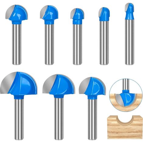Nutfräser-Set, 8-teiliges Set aus 1/4-Zoll-Schaft-Vollhartmetall-Doppelnut-Nutfräsern, Rundkopf-Holzbearbeitungswerkzeuge, 1/4 bis 1 Zoll. (1/5)