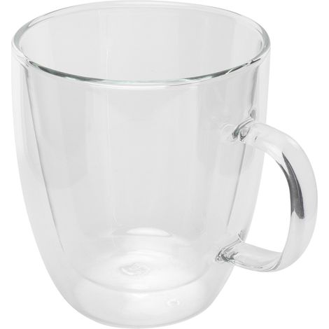 Verre transparent double paroi 250ml, mug à café avec anse pour boissons chaudes/froides, thé au lait. (1/5)
