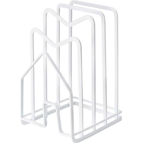 Support autostable pour porte-planches à découper et couvercles de casseroles blanc, rangement ustensiles de cuisine en polypropylène résistant (1/4)