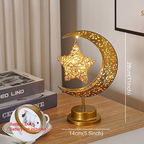 Ramadan-Dekoration 2023: LED-Lichterketten mit Mondmotiven, Lichterketten aus Metall, Dekoration für das Eid al-Adha-Fest, islamische Schlafzimmerdekoration für Muslime zum Ramadan-Fest (1/5)