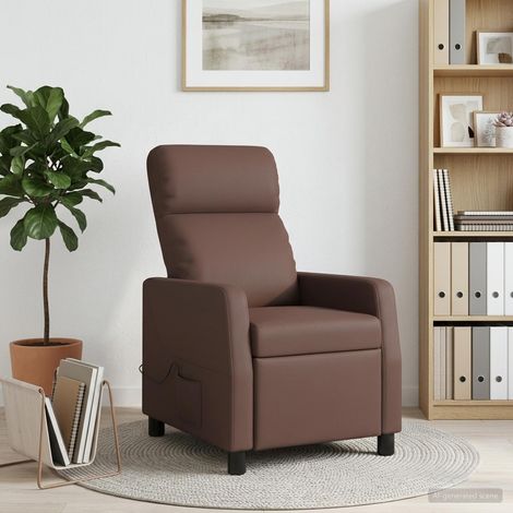 vidaXL Silla de masajes reclinable Marrón Cuero sintético (1/5)