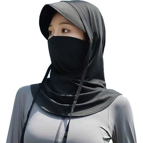 Summer Balaklava Hat Ski Face Mask Unisex Sun Protection UV Protection Hood Breathable Full Head Coverage Outdoor Fishing Cycling - Black (1/4)